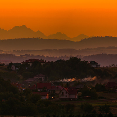 Panorama Tatr ze wzgórza Św Magdaleny, pod Rzeszowem.